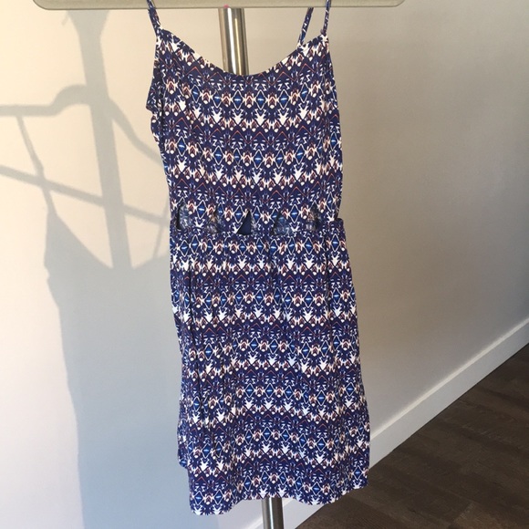 spaghetti strap dress - blue and white with orange - Picture 4 of 7